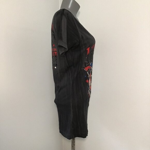 Affliction American Customs Live Fast Deep V-Neck T-Shirt Size L - Picture 3 of 12